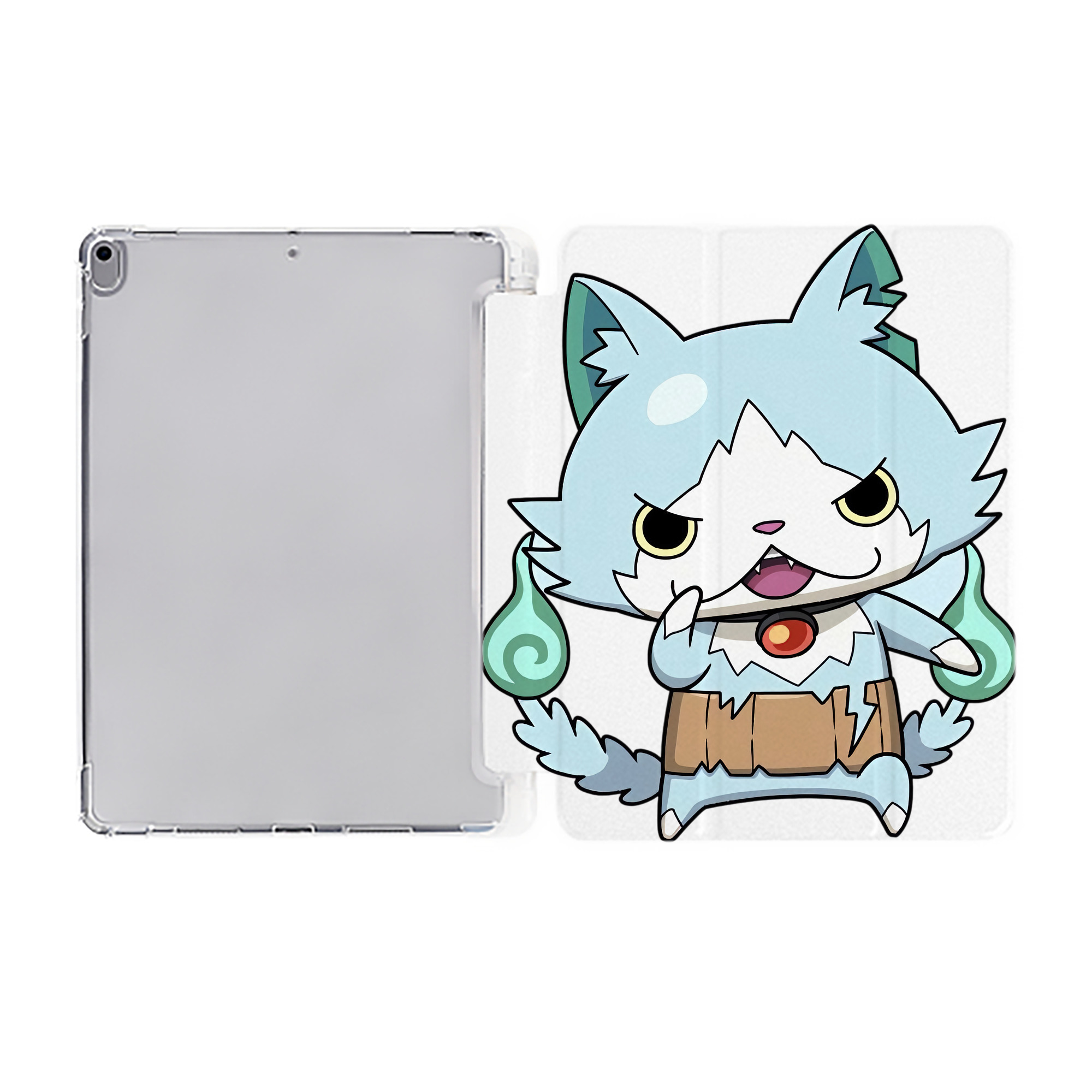 （画像用） 妖怪ウォッチ Yo-kai Watch IPad ケース ペン収納付き 三つ折りスタンド PUレザー×シリコン 対応機種9.5/10.5/10.9インチ